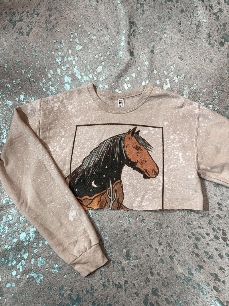 Horse Cropped Crewneck- Size Small