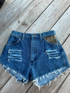 Reworked Studded Wrangler Shorts- Size 7