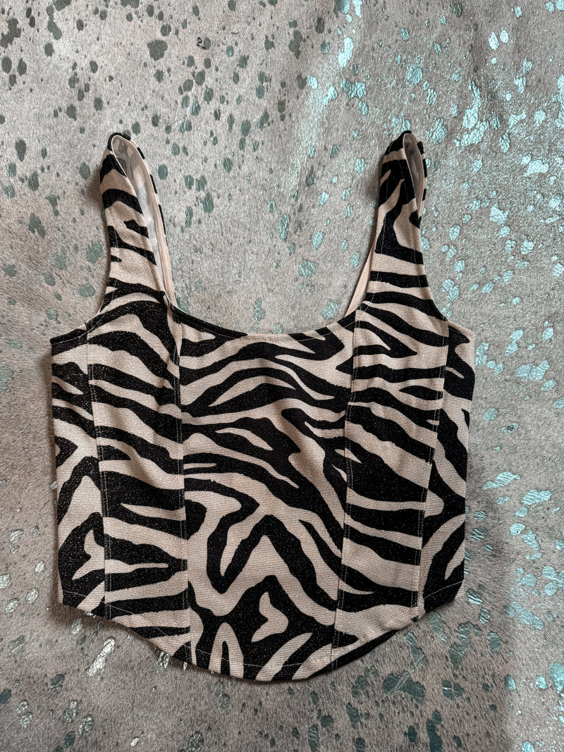 Zebra Corset Tank- Size Small